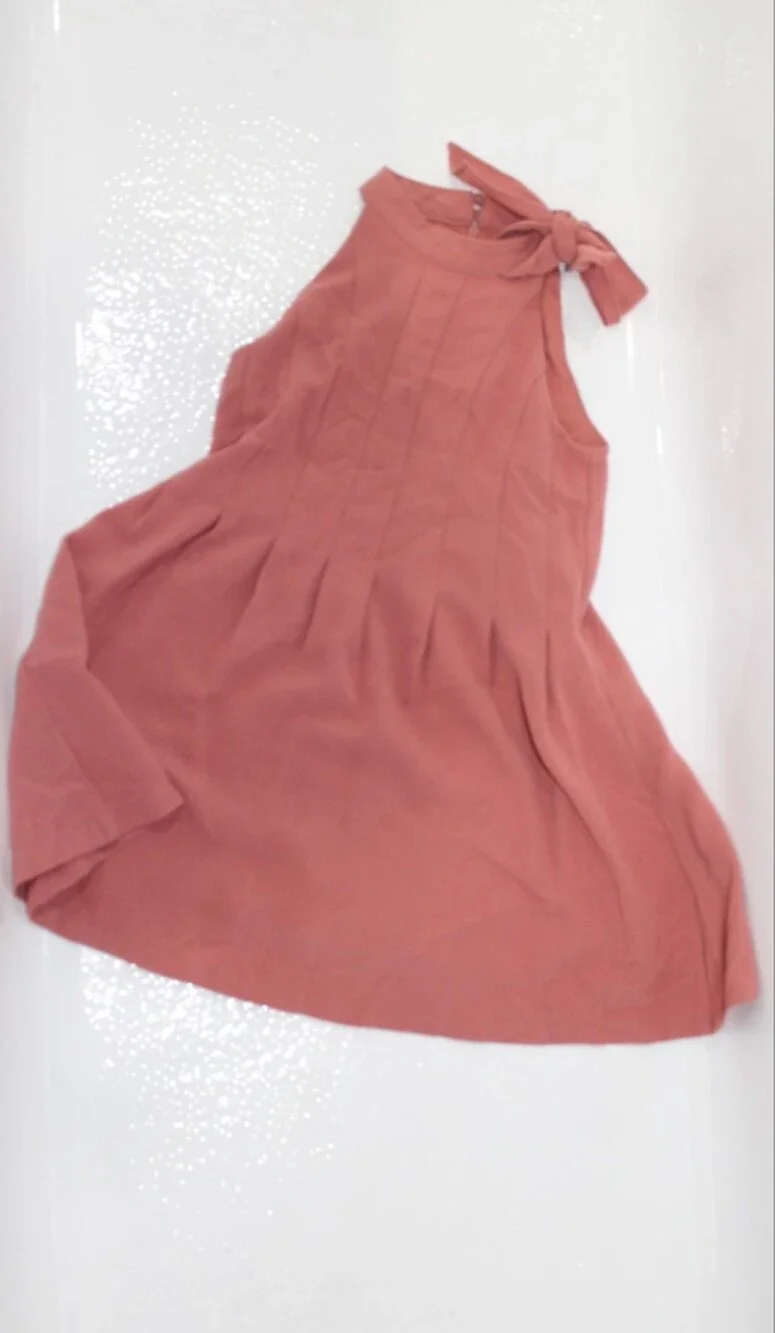 GB girls dusty rose sleeveless bow neck dress